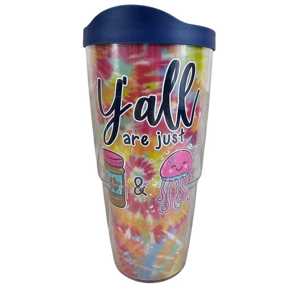Rainbow Tie Dye Tervis Tumbler 24oz Y'all are Just Peanut Butter & Jellyfish - Picture 1 of 8